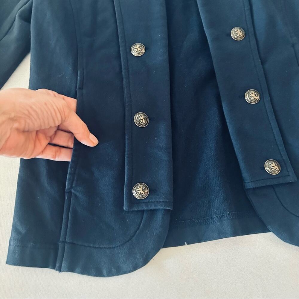 Tommy Hilfiger Military open front stretch cotton coatigan Navy/ black Size S/P - Picture 4 of 6